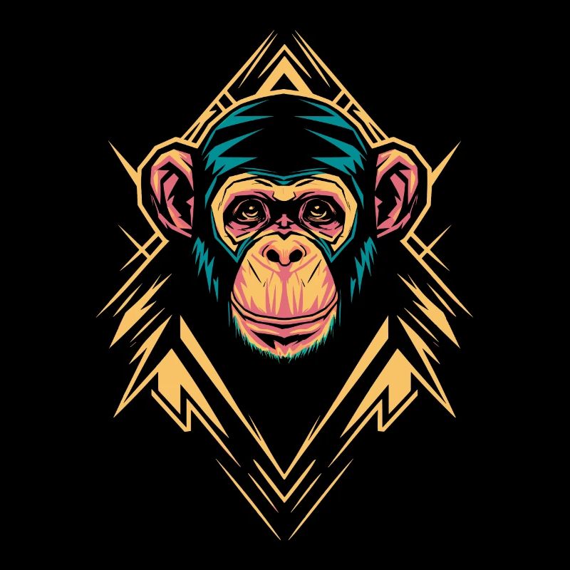Monkey Head with Geometric Shapes