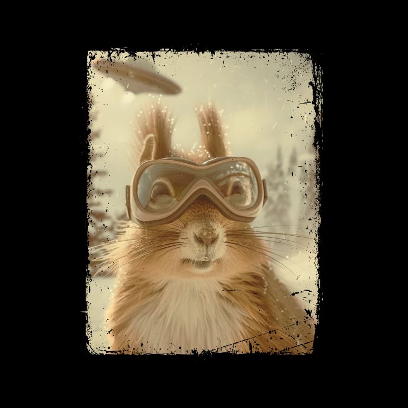 UFO Retro Vintage Uncanny Alien Ski Squirrel