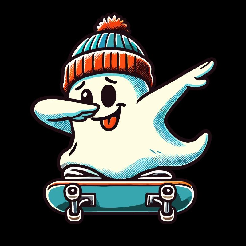 Skateboaring Dabbing Ghost Skateboard Dab