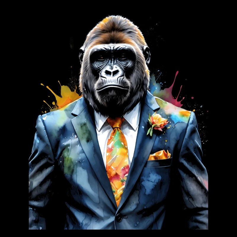 Gorilla Anzug Affe Bunt Tier Design Print