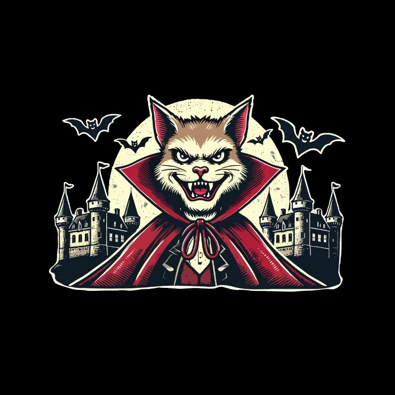 Chat vampire Chat d’Halloween mignon drôle