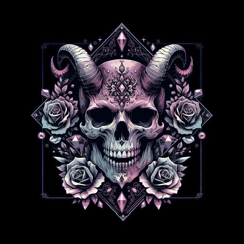 Pastel Goth Aesthetic Dark Skull Design
