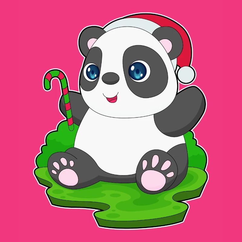 Panda Christmas Candy Cane