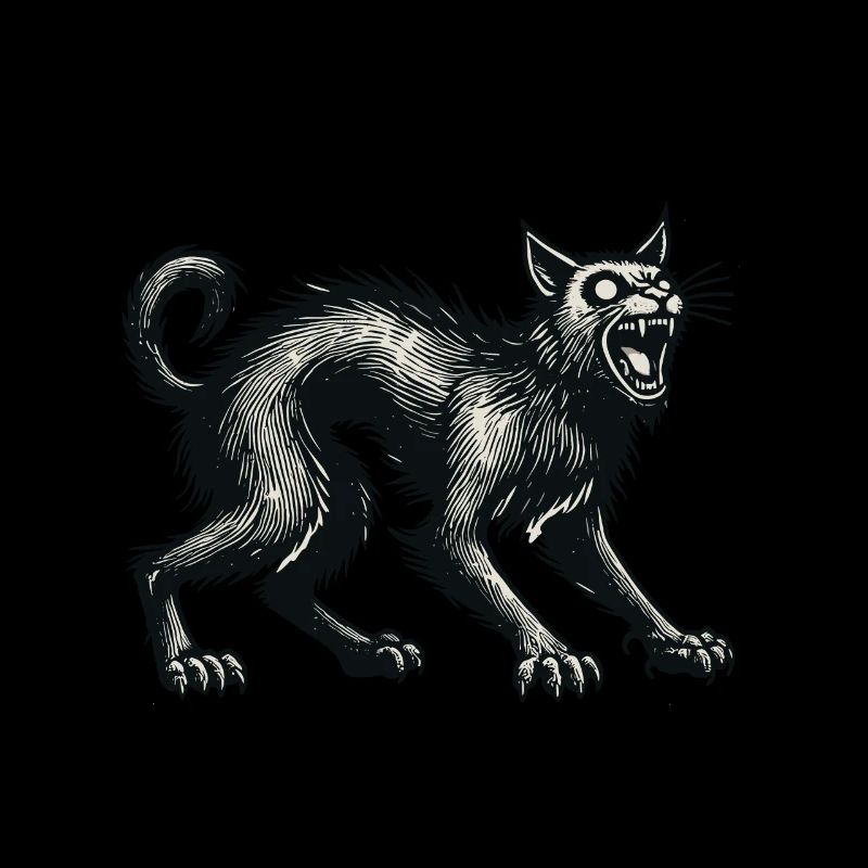Gruselige Schwarze Hexenkatze Unheimliche Katze