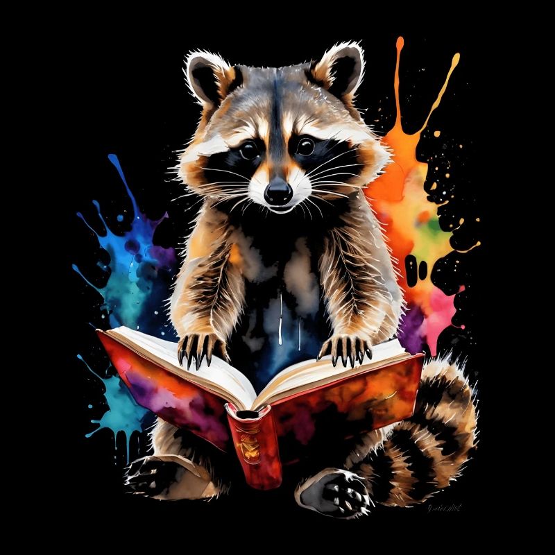 Livre de lecture de raton laveur Imprimé de conception d’animaux colorés