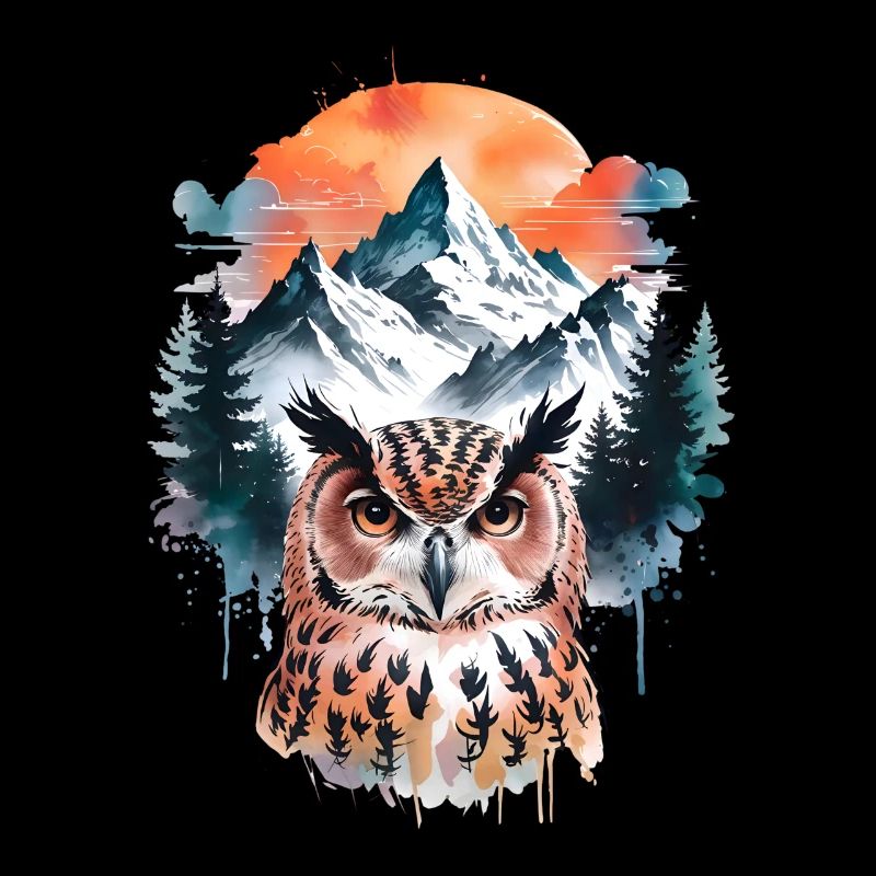 Eule Wasserfarben Effekt Schleiereule Uhu Eulen