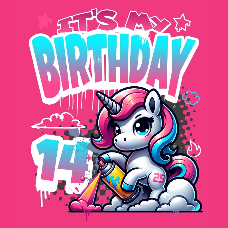 14. Geburtstag Einhorn Graffiti Mädchen