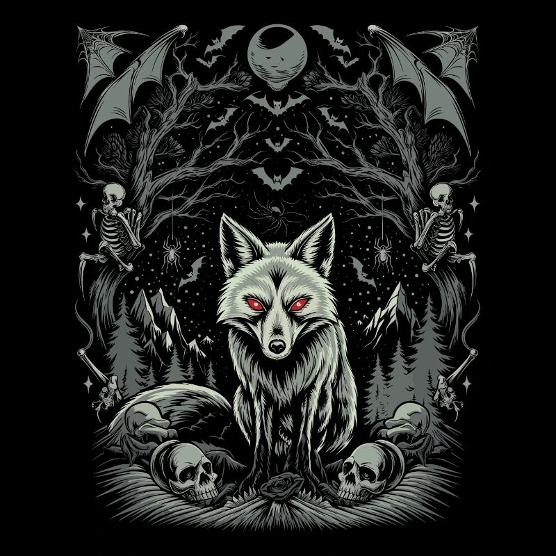 Dark Cottagecore Aesthetic Wolf in the Moonlight