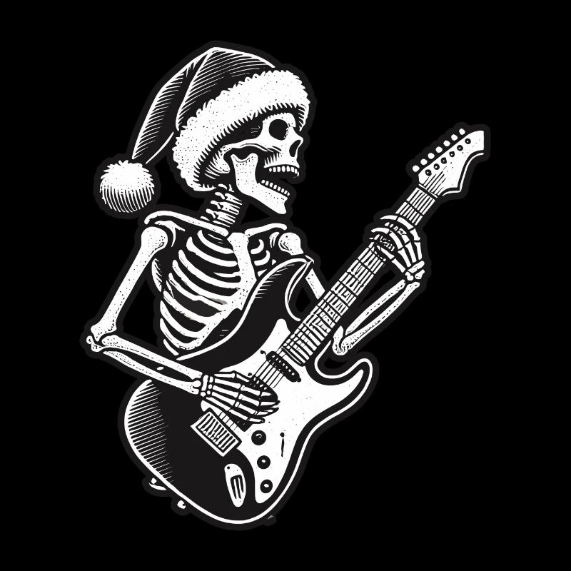 Rocking Christmas Skeleton Guitarist