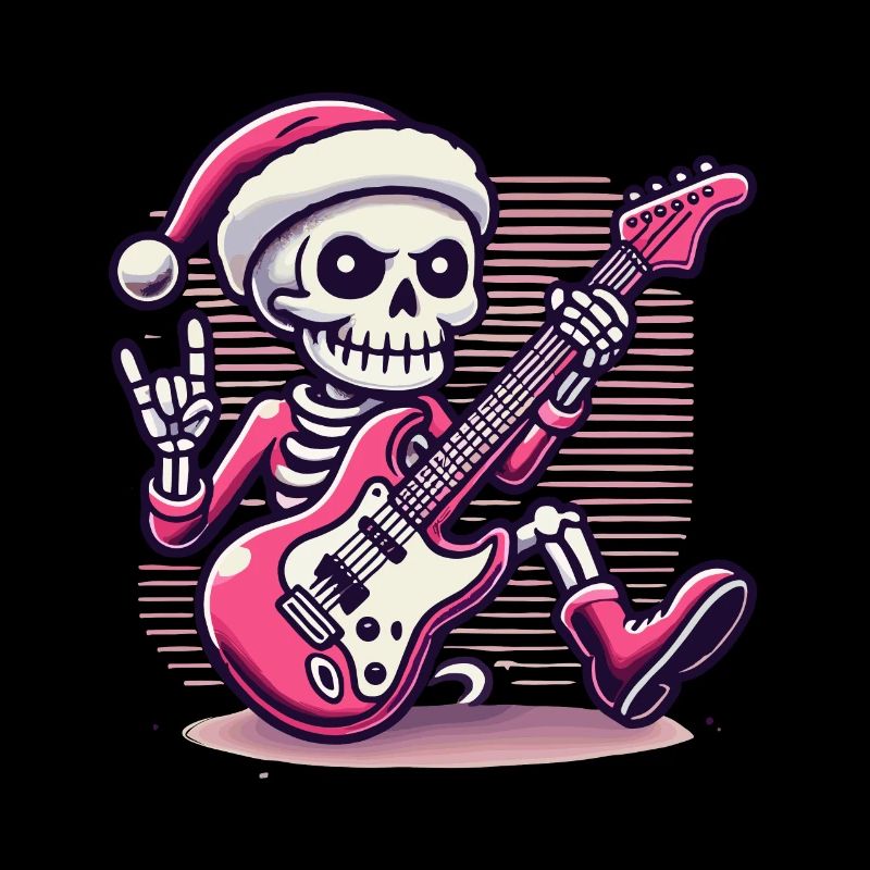 Noël squelette guitariste rocks
