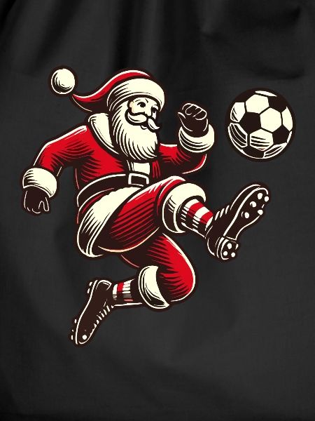 fSoccer playing Santa Claus