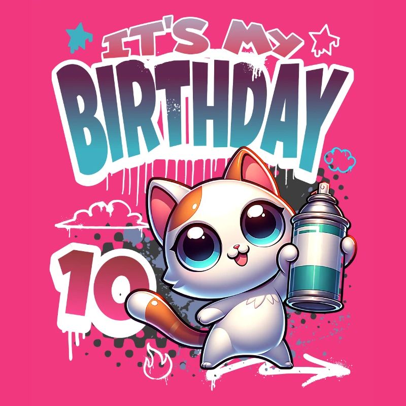 Graffiti de chat 10e anniversaire