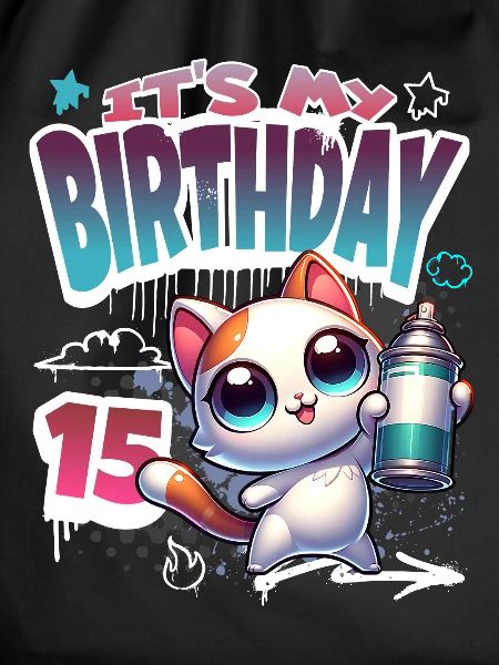15th Birthday Cat Graffiti