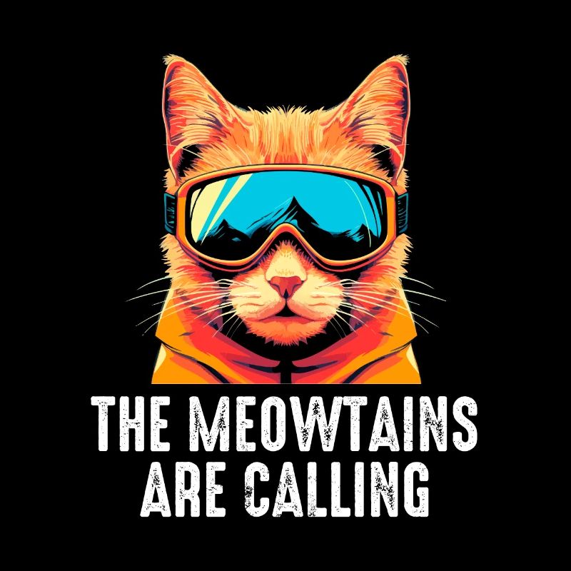 the meowtains are calling, funny skiing