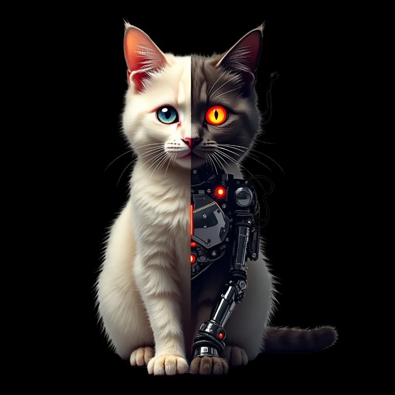 Drôle Robot Chat Tech Chats Cyborg Animal Chat