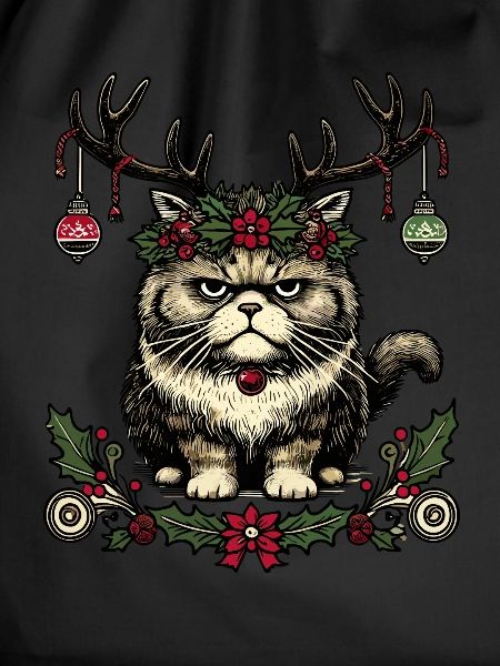 Christmas cat with antlers