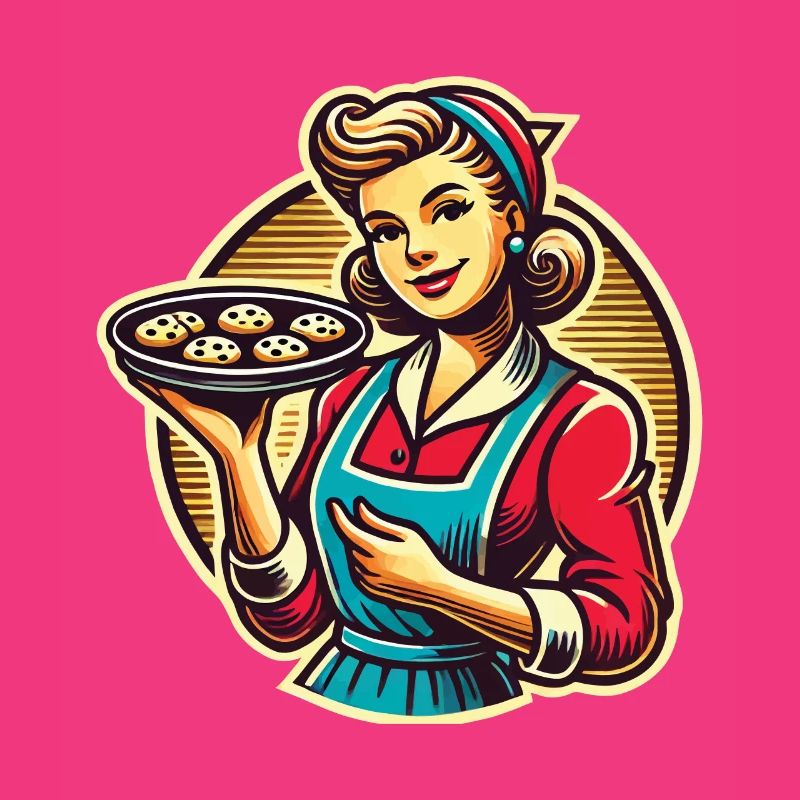 Boulanger rétro avec illustration de biscuits