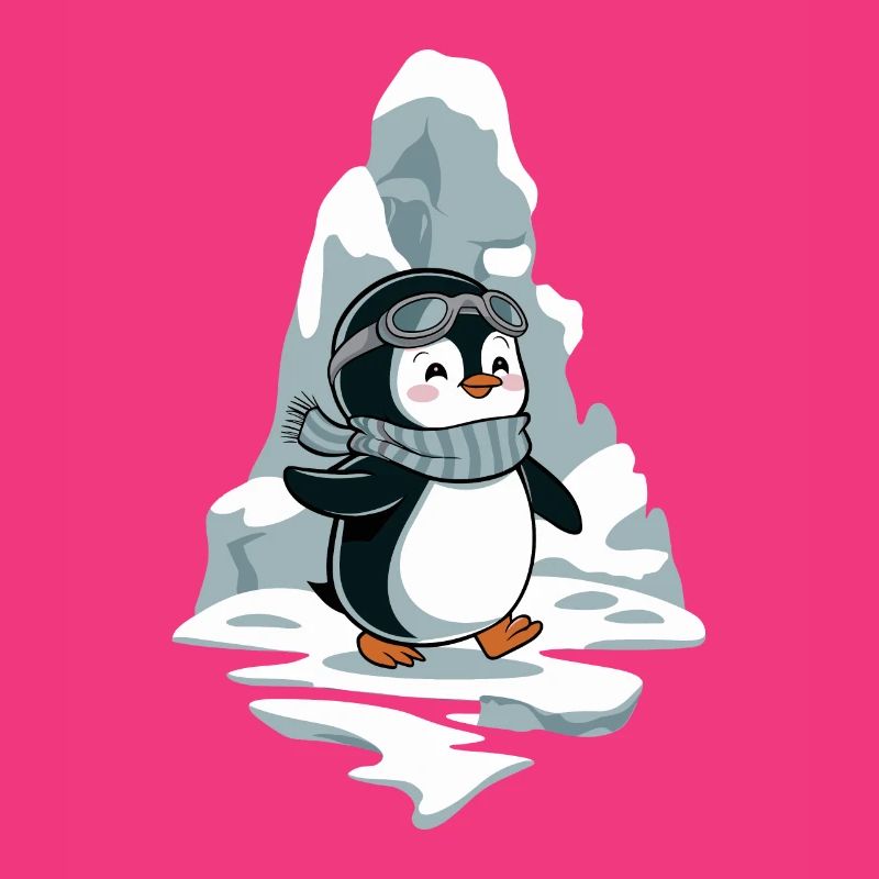 Pingouin joyeux avec écharpe et lunettes devant