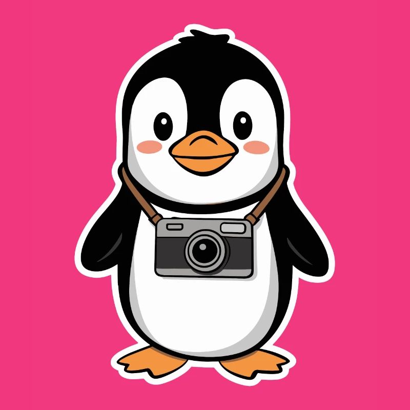 Pingouin mignon avec conception de caméra