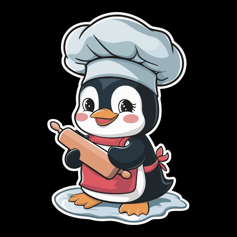 Süßer Pinguin Bäcker Mit Nudelholz