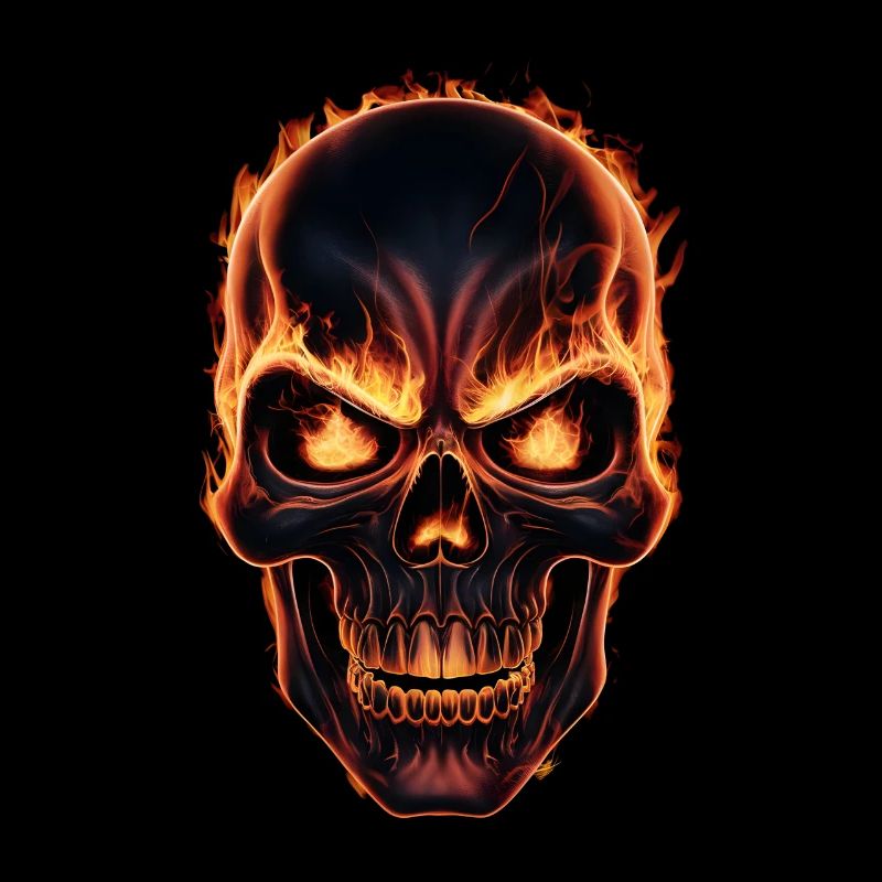 completly burning skull