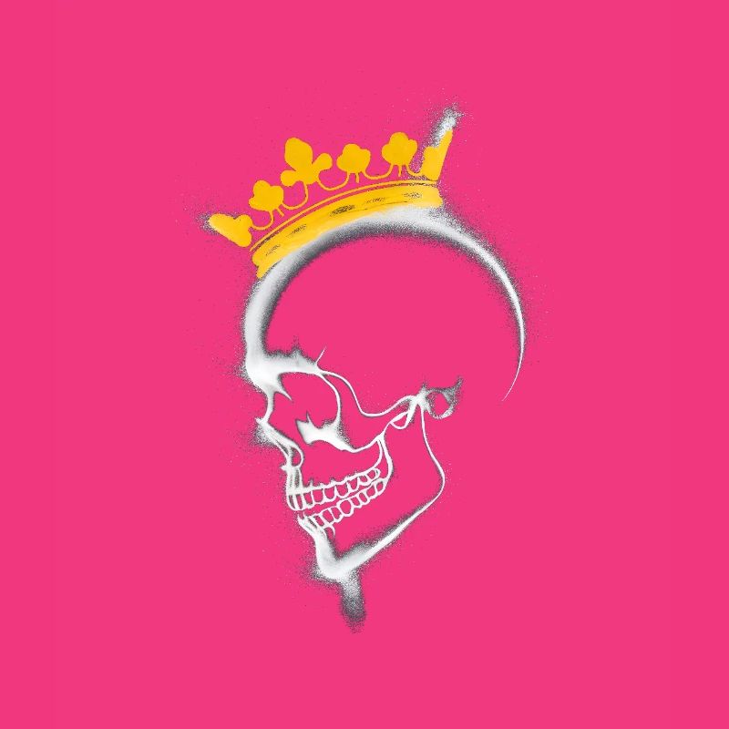 side view skull with crown