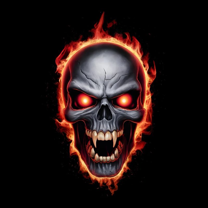 vampire burning skull