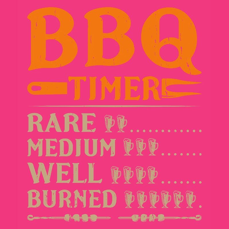 BBQ Timer Humor - Rare, Medium, Well Done, Burned