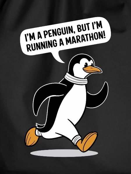 Penguin Marathon Runner Motif