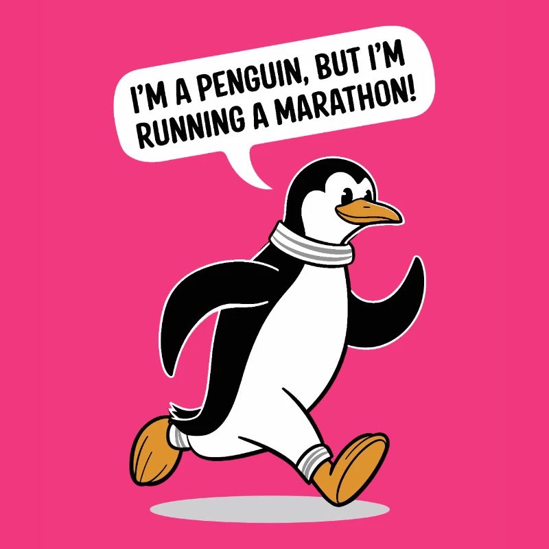 Penguin Marathon Runner Motif