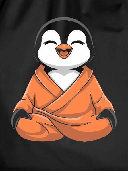 Yoga style meditating penguin