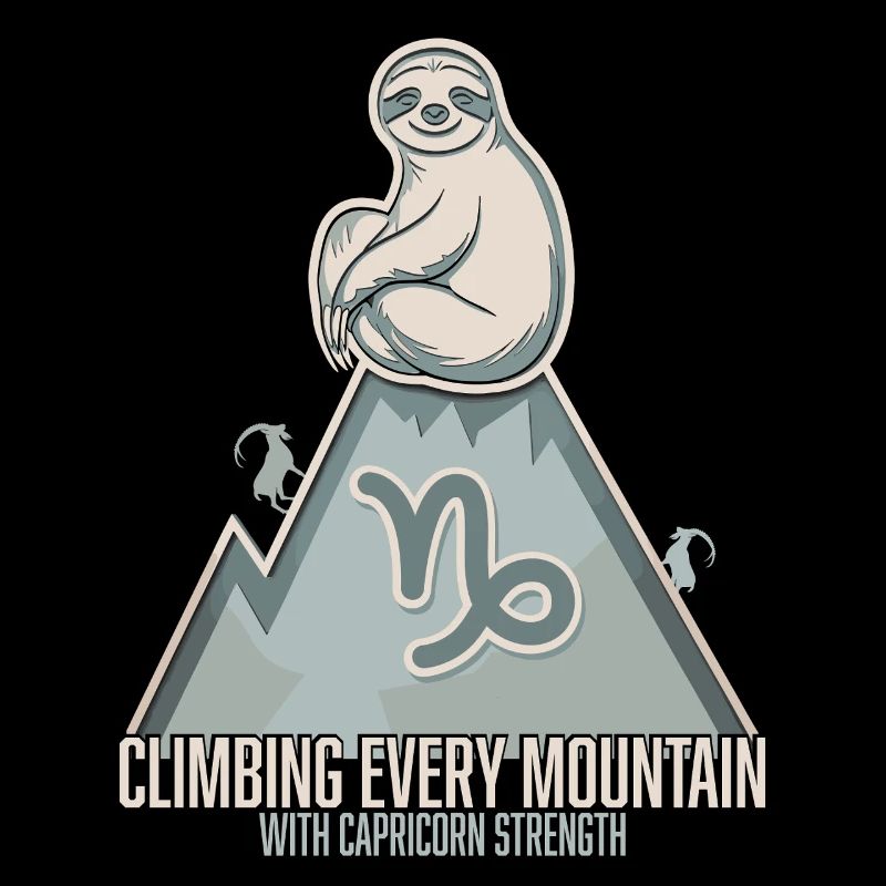 Capricorn zodiac sloth climbs every mountain with