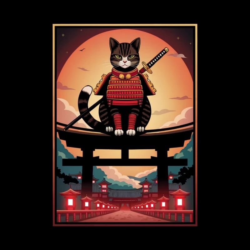 Chat guerrier Chat japonais Chat samouraï