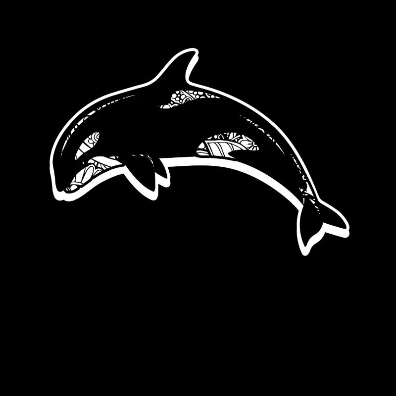 Killer Whale Floral Pattern