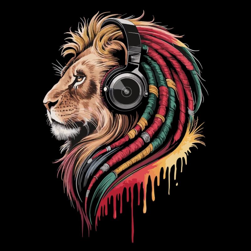 Reggae Löwe mit Kopfhörer