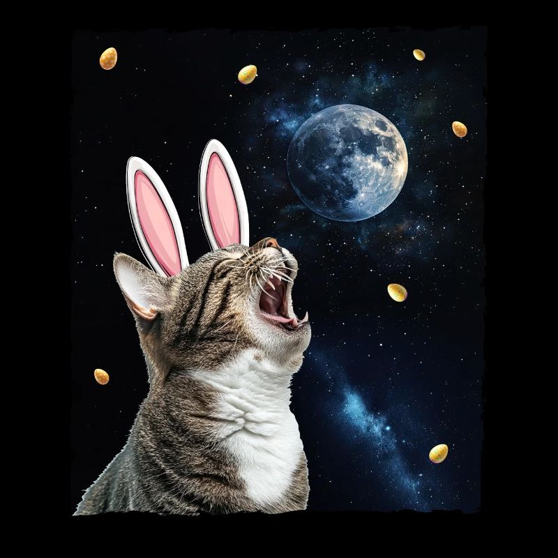 Drôle Chat Hurlant Pleine Lune Joyeuse Pâques Meme