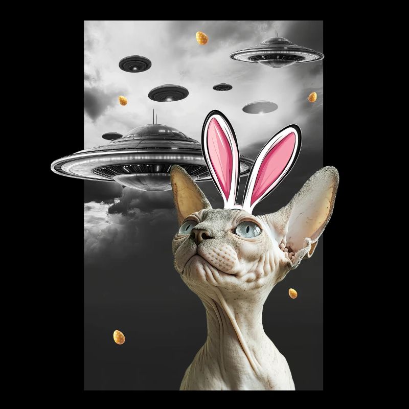 Easter Bunny Sphynx Cat Funny Science Alien UFO