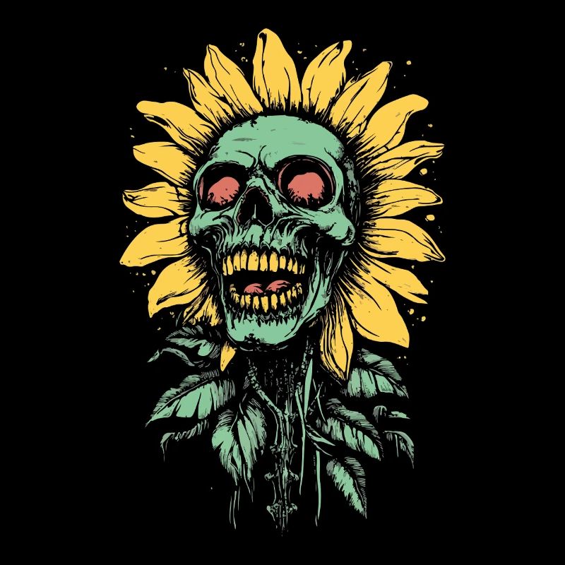 Zombie Sunflower Skull Horror
