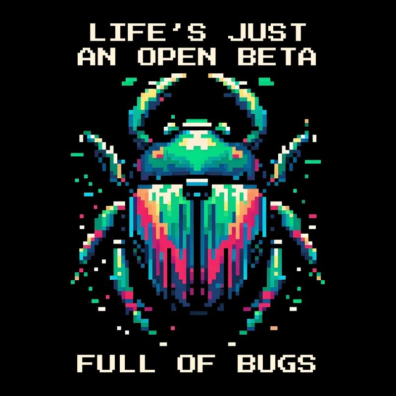Bug Life Beta Bugs Retro Pixel Art Humor Gaming