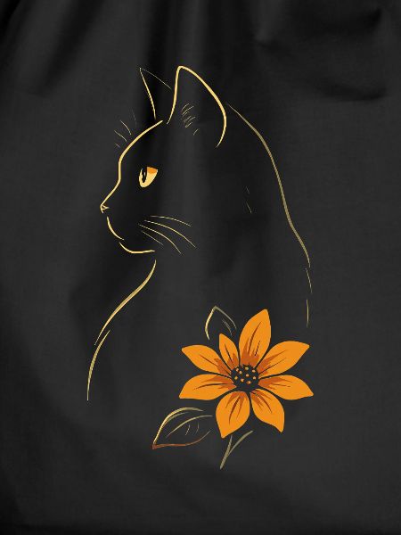 Cat Drawn Flower