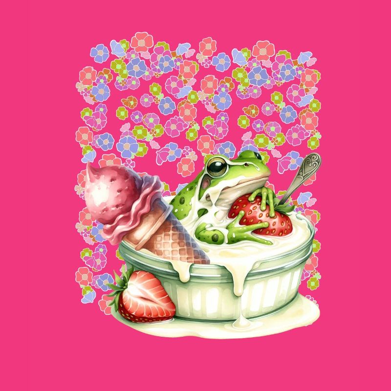 Frosch Frösche Dessert Eis Eiscrem Eiskrem Erdbeer