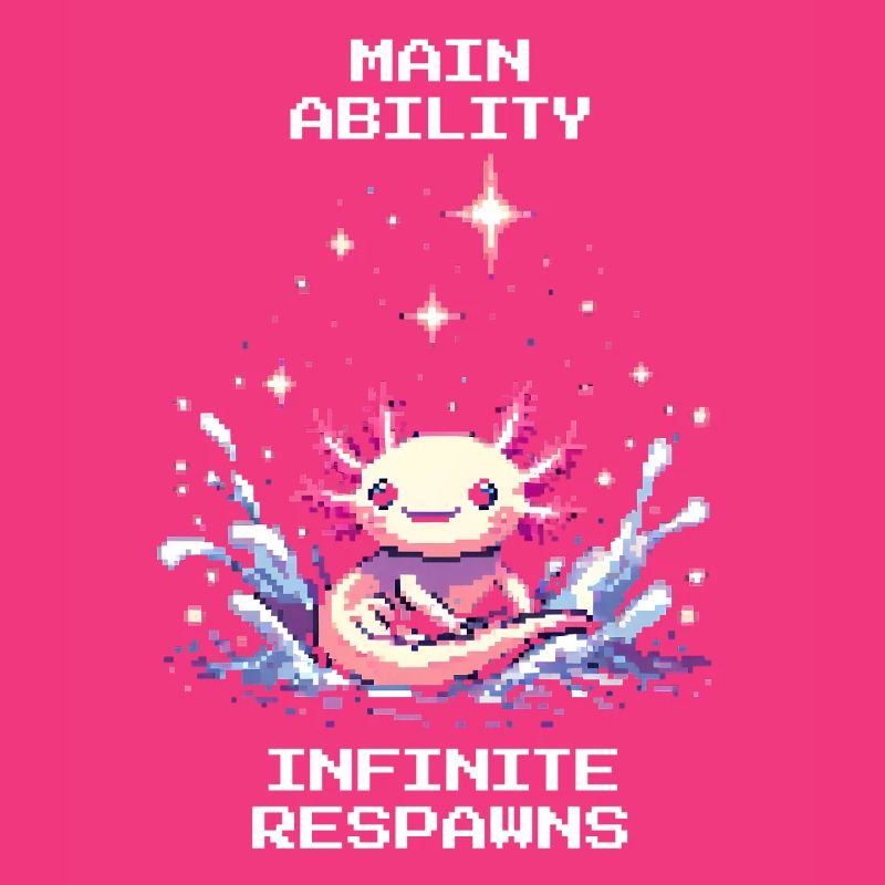 Puissance de l’axolotl | Infinite Respawns Retro Pixels
