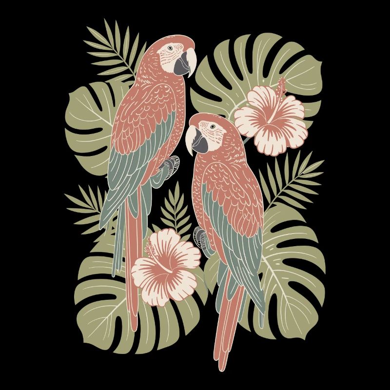 Parrot Bird Boho Floral Exotic Blooms