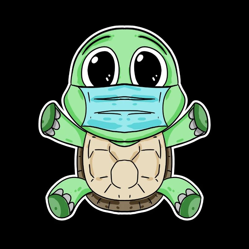 Cute turtle with mask