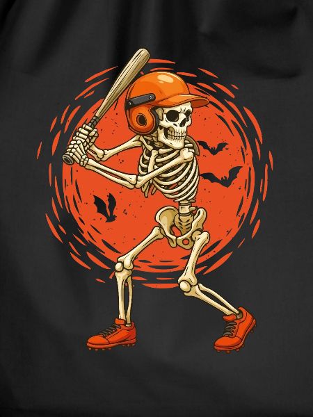 Skeleton Baseball Player Spooky Halloween