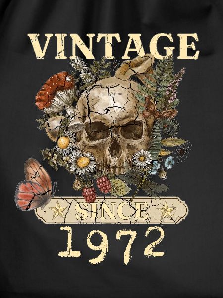 1972 Butterflies Flowers And Skull