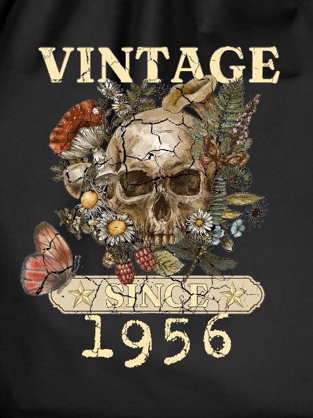 1956 Butterflies Flowers And Skull