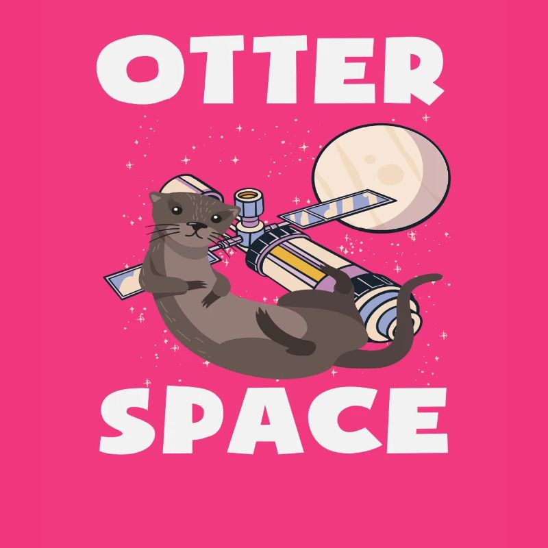 Loutre de mer dessin animé jeu de mots sur l’espace