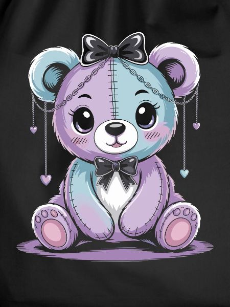 Kawaii Pastel Goth Patched Bear