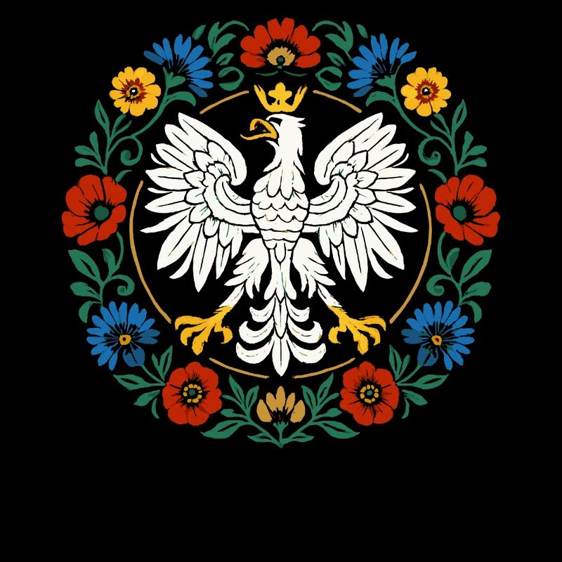 Polnischer Adler Volksemblem mit Blumen